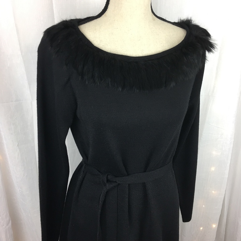 NWOT Nina Leonard Wool Blend Feather Belted Tunic